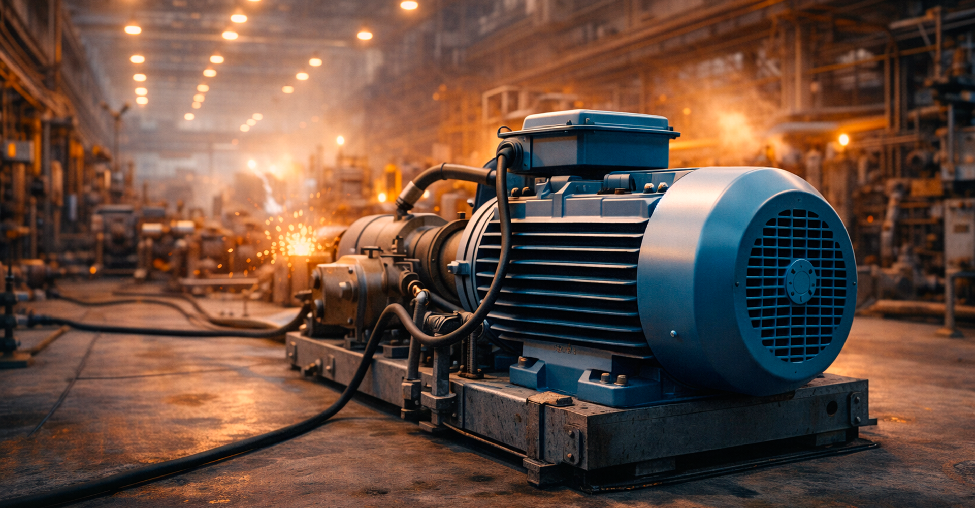 Motore elettrico industriale in funzione collegato al rifasamento impianti industriali copia 💡Bonus e incentivi 2025 per impianti elettrici💡