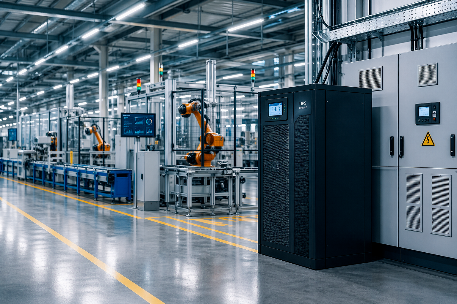 Continuità elettrica impianti industriali con sistema UPS e produzione automatizzata attiva