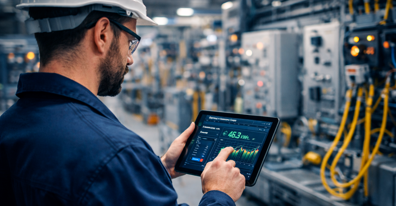 Tecnico sorveglia consumo energetico in fabbrica 💡Bonus e incentivi 2025 per impianti elettrici💡
