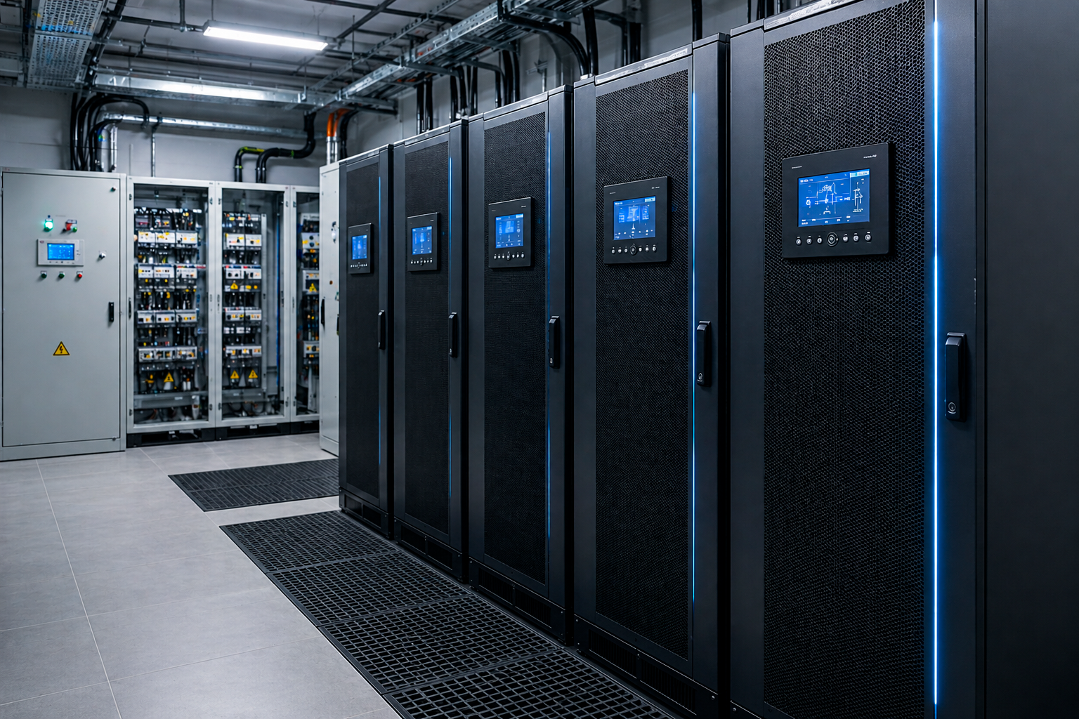 UPS industriali per continuità elettrica con sistemi di backup in ambiente tecnico