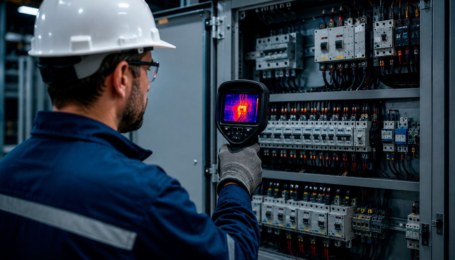 Termografia elettrica industriale eseguita con termocamera professionale su quadro elettrico 💡Bonus e incentivi 2025 per impianti elettrici💡