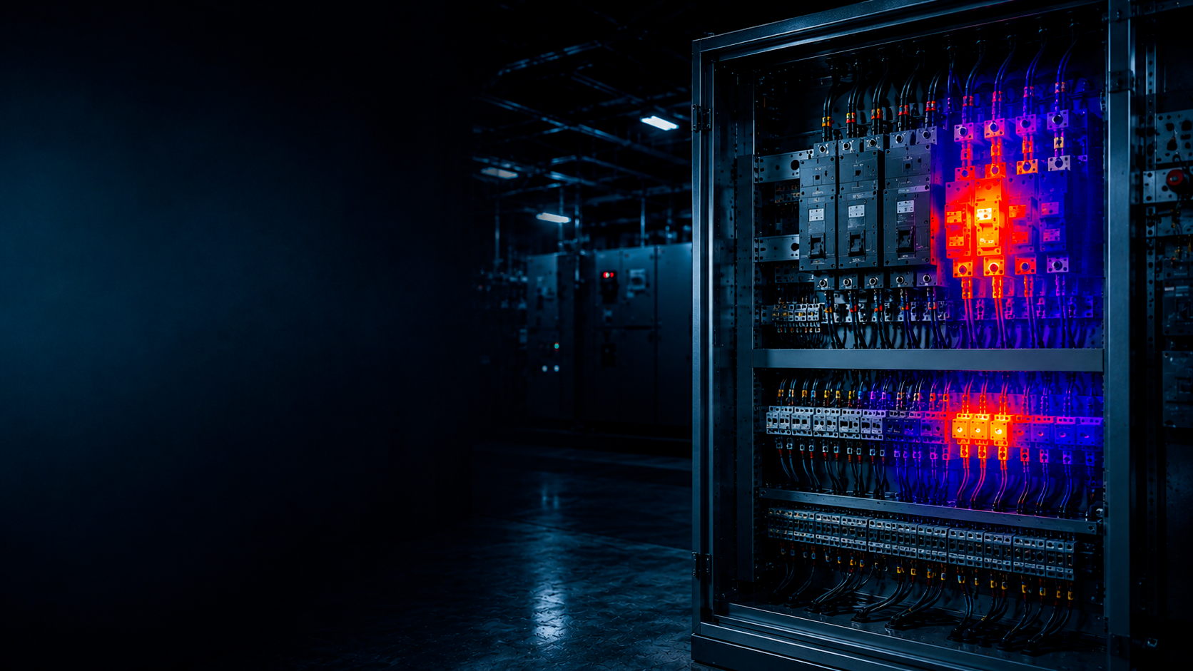 Termografia elettrica industriale su quadro elettrico per individuare surriscaldamenti e anomalie prima del guasto